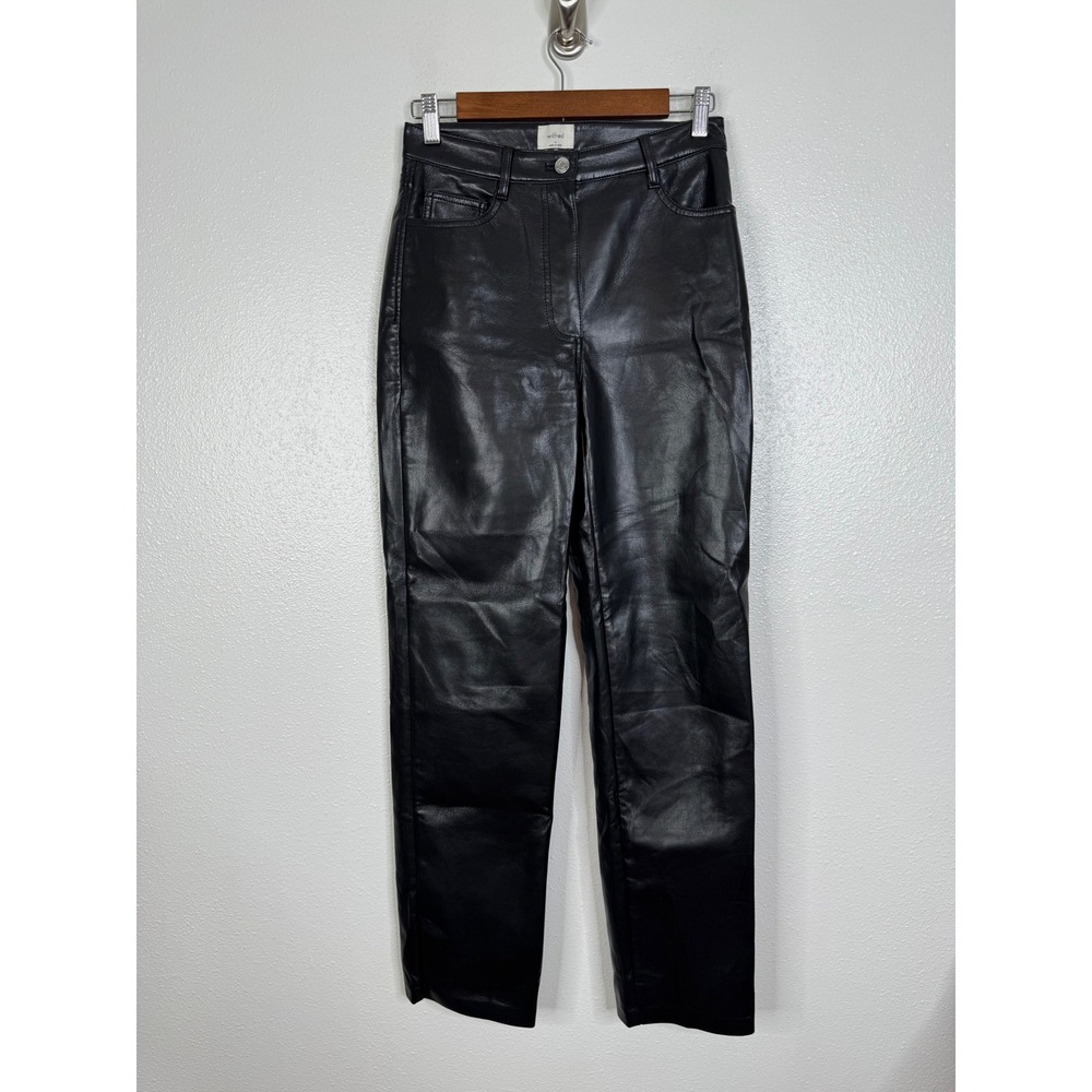 Wilfred Melina Black Vegan Leather‎ High Waisted Straight Leg Pants 81518 Size 4